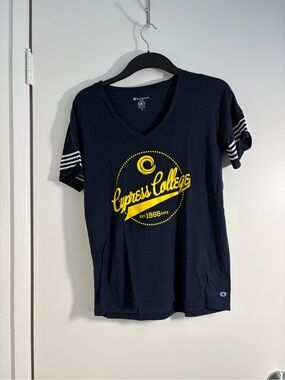CYPRESS COLLEGE Champion Navy V-Neck Tee